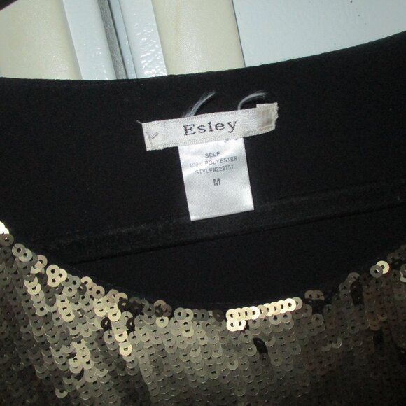 Esley Black silver gold rare Sequin Tank Top s m - Picture 2 of 3